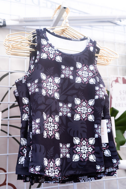 Orchid Quilt High Neck Tank